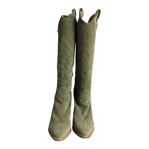 Isabel Marant Denvee Boots Wns 10 beige/Green Suede Tall Cool Girl Western - Picture 1 of 13